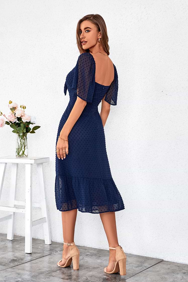 Jenny Polka Dot Short Sleeve A-Shape Dress