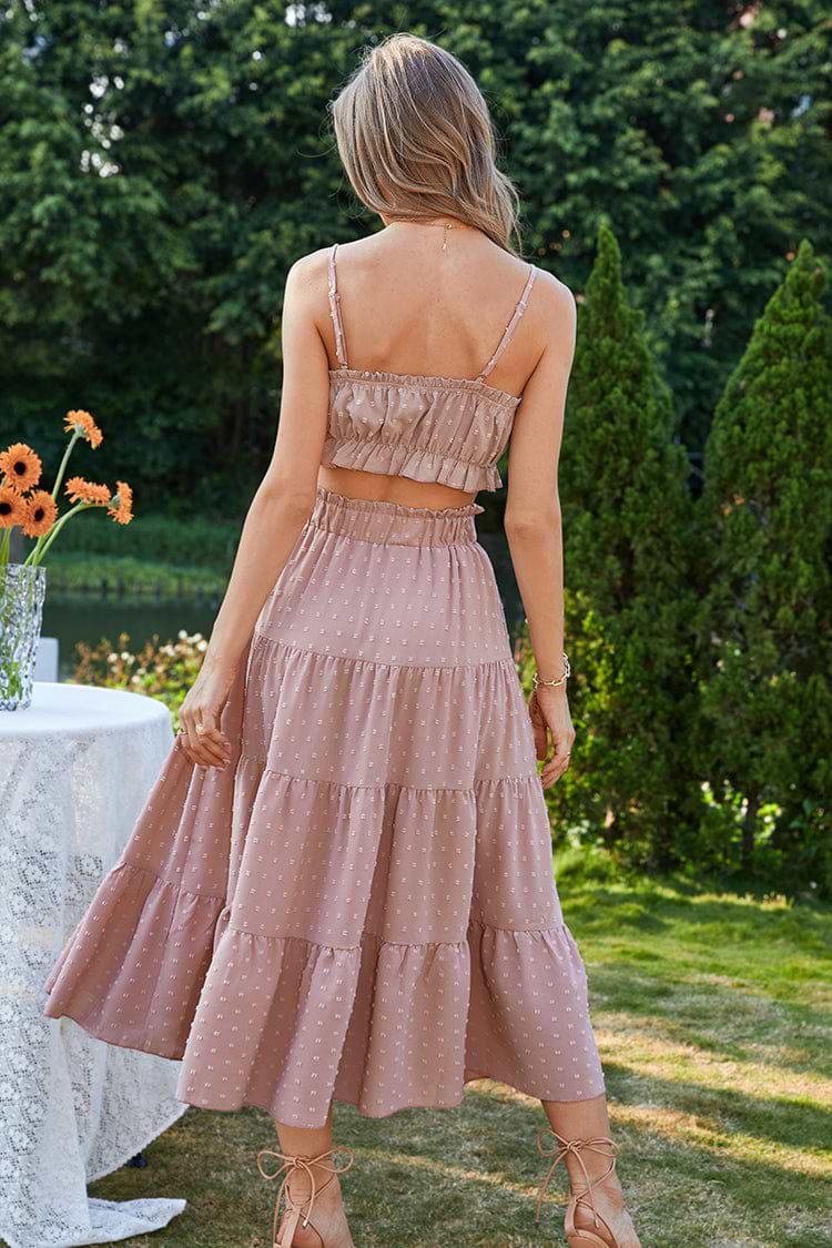 Hollis Tea Length Frill Pleated A-Shape Dress