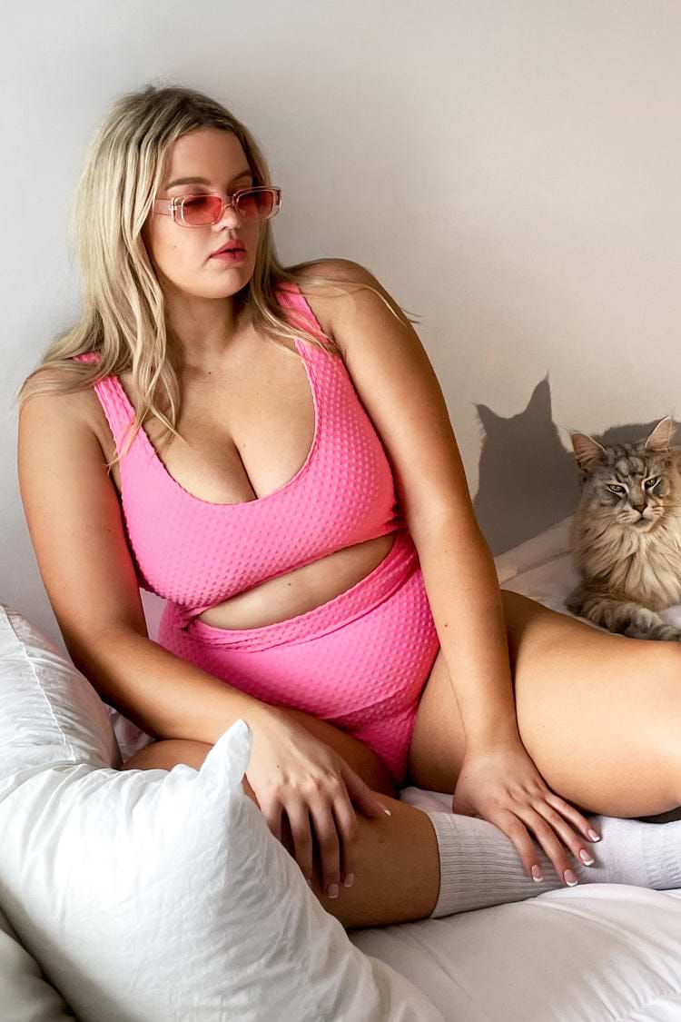 Plus Size Texture Cutout One Piece Swimsuit