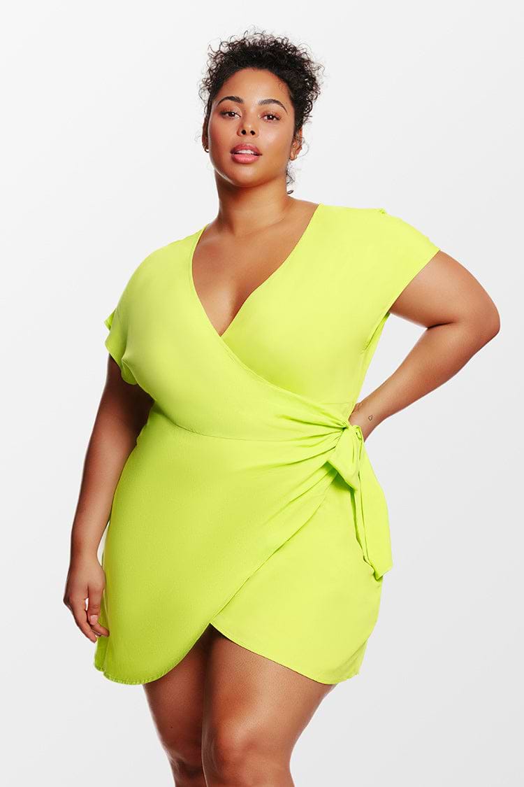 Love Los Angeles Self-Tie Wrap Plus Size Mini Dress