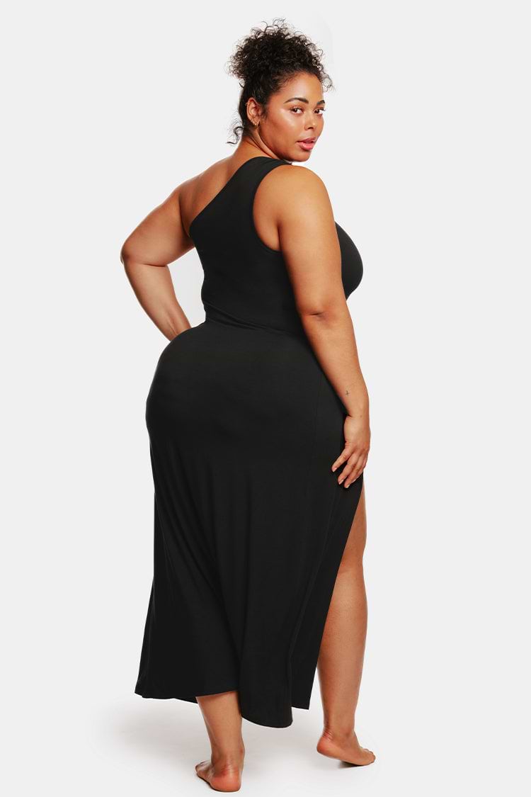 Love Los Angeles One Shoulder Slit Plus Size Maxi Dress