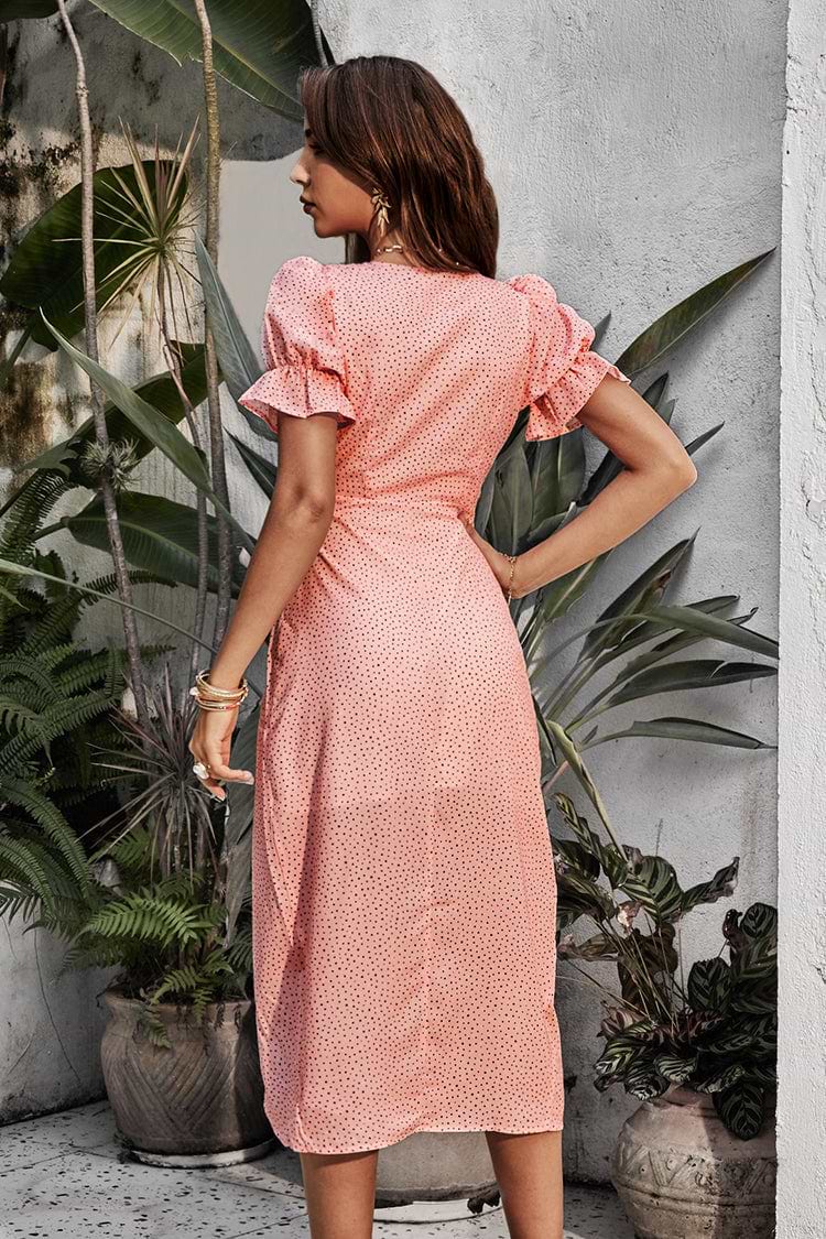 Amy Frill Ditsy Fitted Waisted Wrap Dress