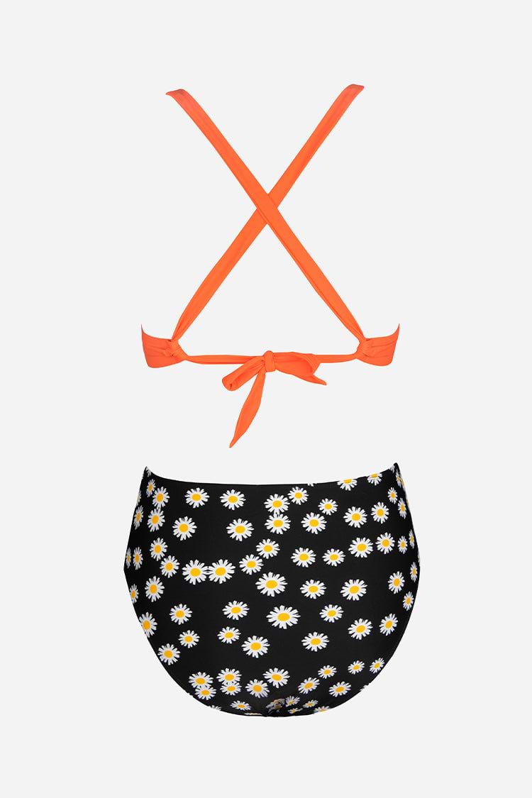 Back Tie Belted and High Waist Bikini Swimsuit