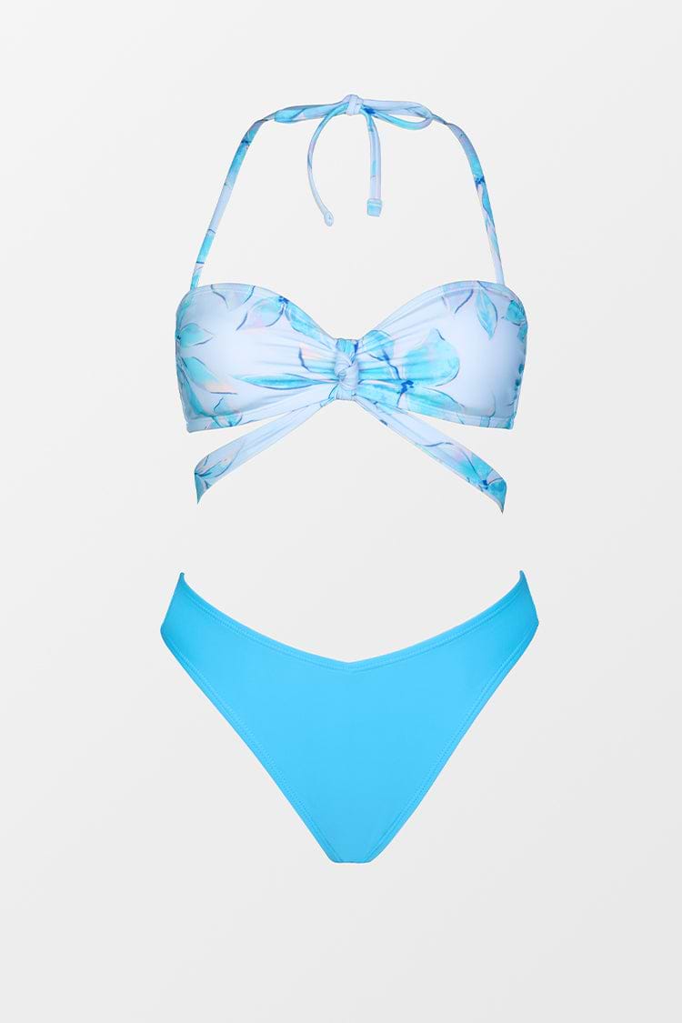 Ice Floral Knot Tie Bandeau & Ultra Cheeky Hipster Bikini Swimsuit