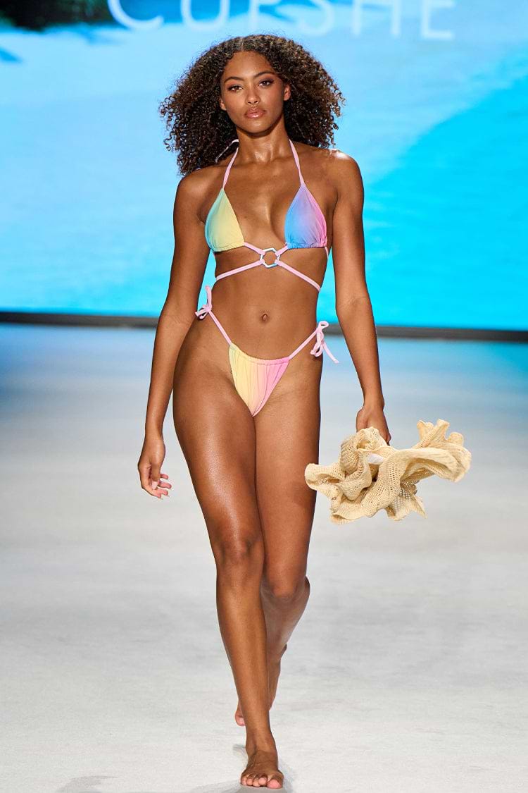 Rainbow Ombre Wrap Triangle And Extra Cheeky Hipster Bikini Set