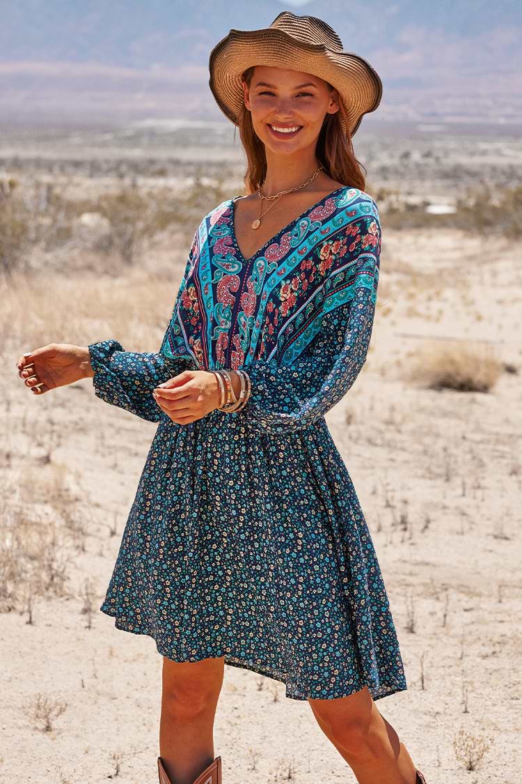 Jaycee V-neck Mid Length Boho Dress