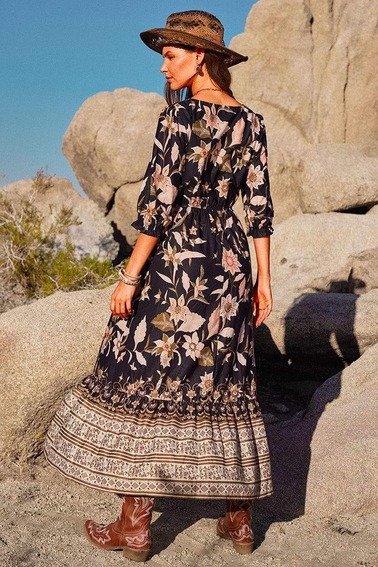 Wendy Bubble Sleeve Maxi A-shape Dress