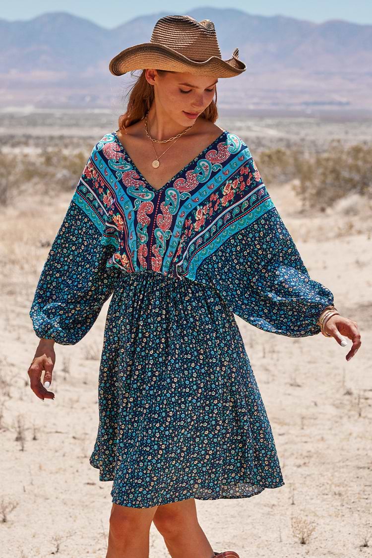Jaycee V-neck Mid Length Boho Dress