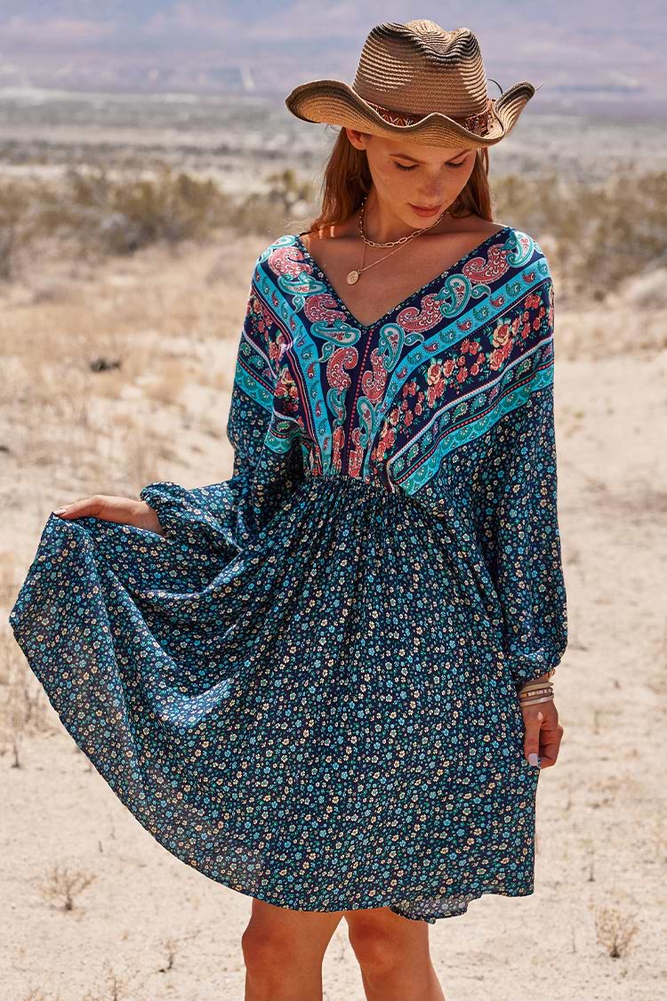 Jaycee V-neck Mid Length Boho Dress