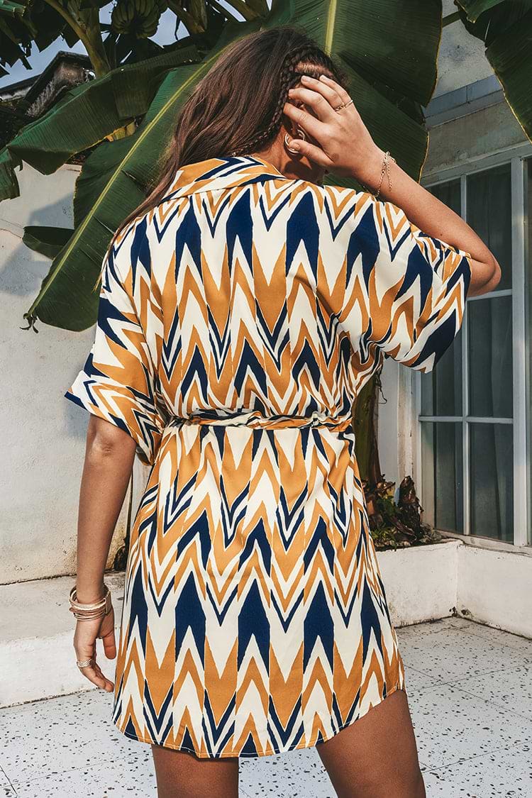 Waikiki Shirt Collar Lace Up Half Sleeves Dress