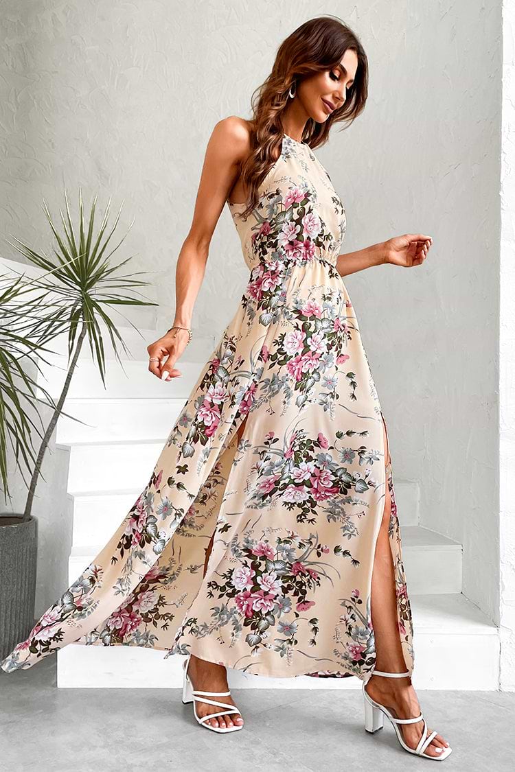 Marcy Halter Neck Maxi Slip Dress