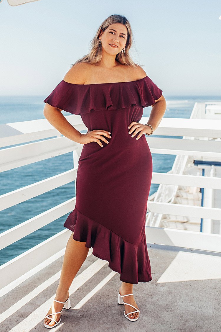 Red Off The Shoulder Plus Size Dress