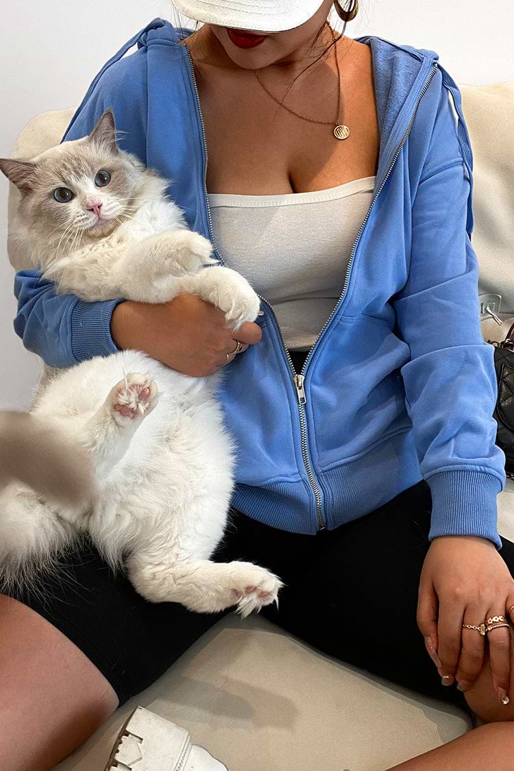 Funny Bunny Blue Full-Zip Hoodie