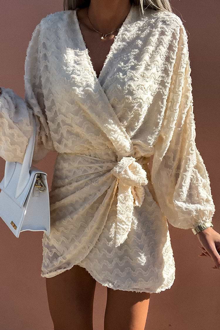 Pure Dream Bubble Sleeve Pleated Loose Dress