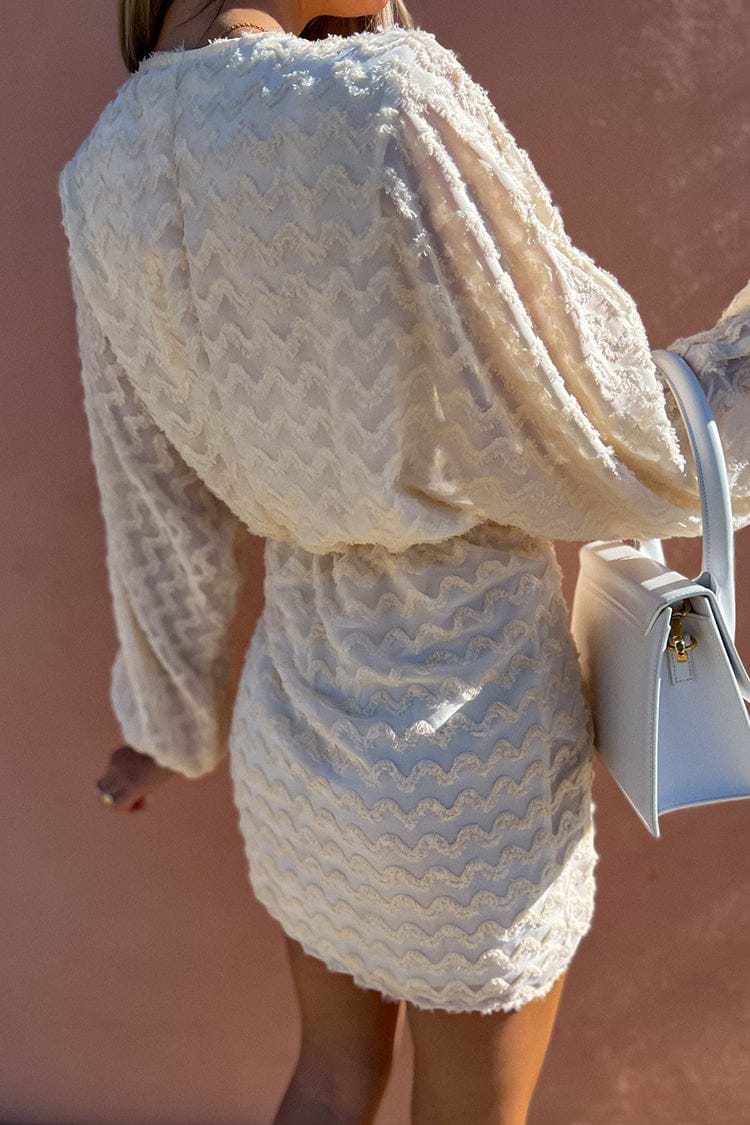 Pure Dream Bubble Sleeve Pleated Loose Dress