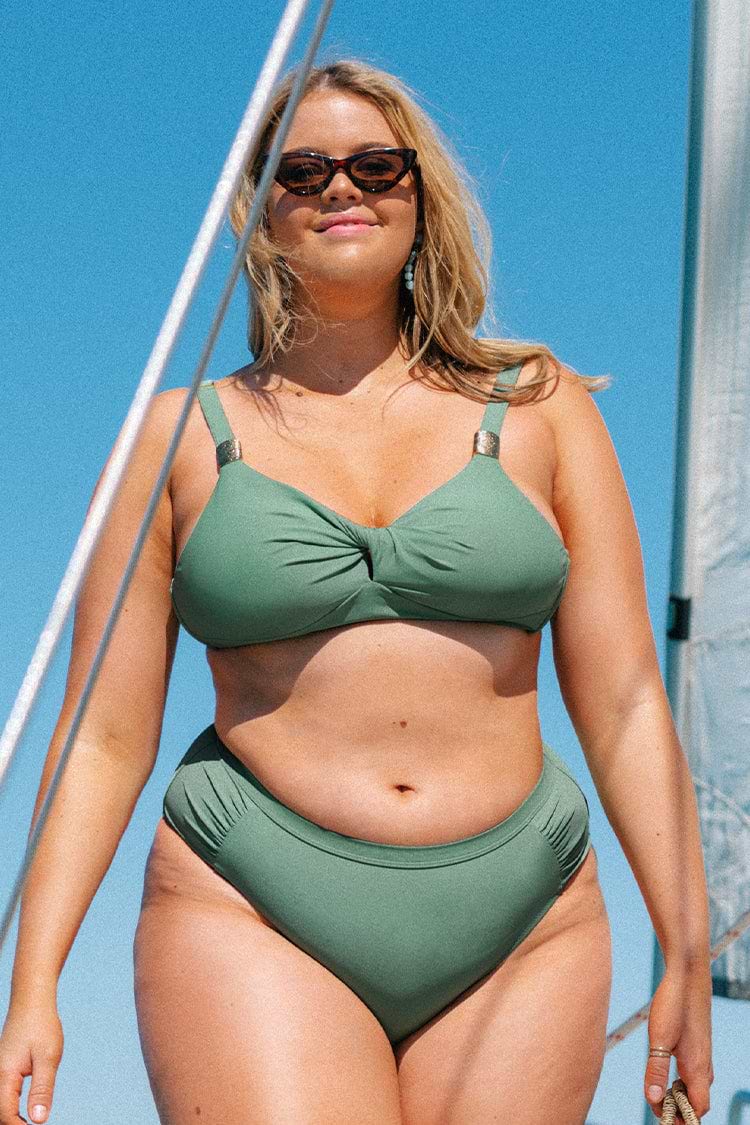 Braylee Green Twist Plus Size Bikini Top