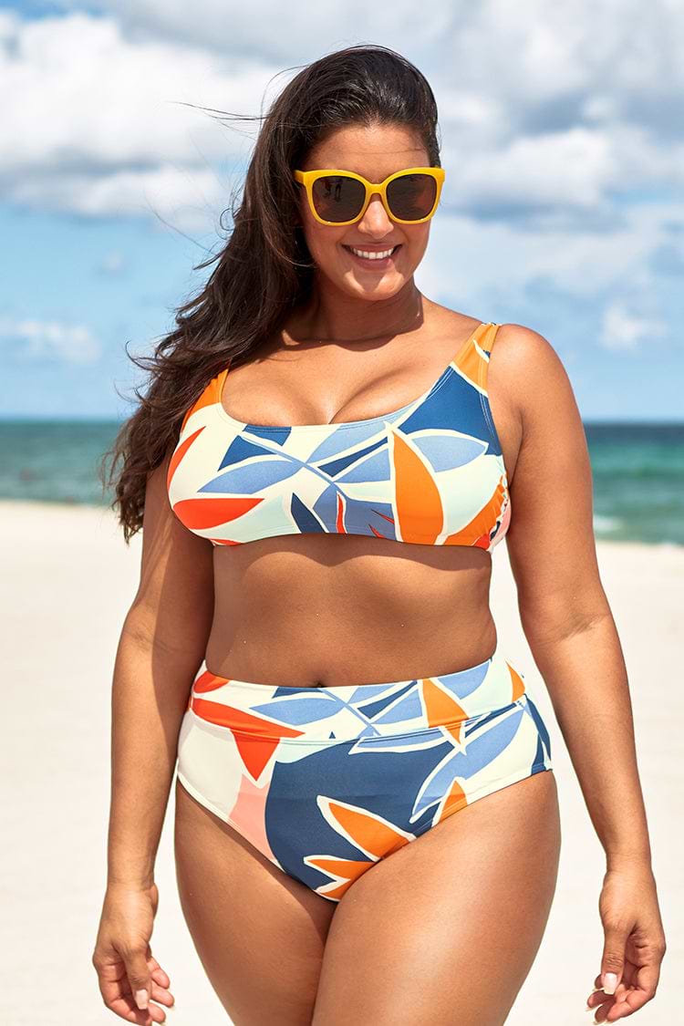 Desiree Tropical High Waisted Plus Size Bikini Bottom