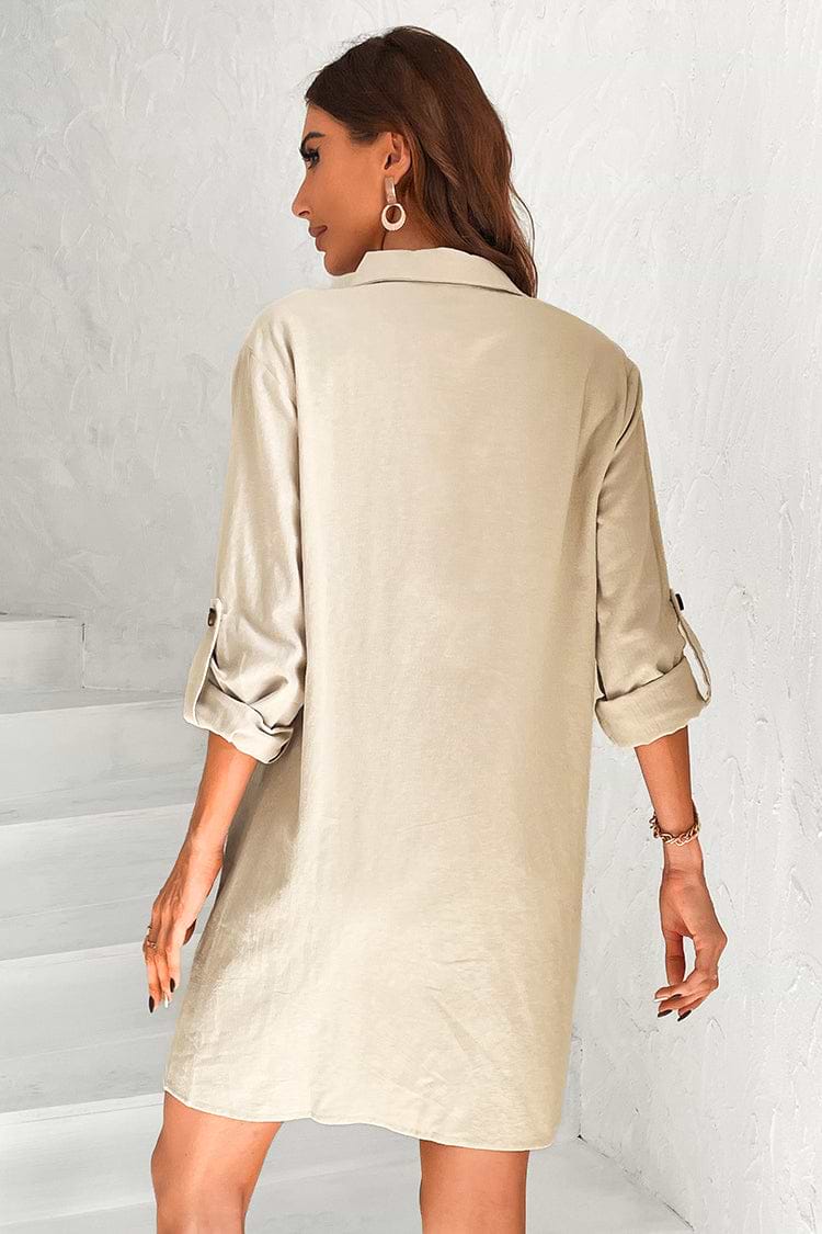 Mazo Long Sleeve Shirt Collar Loose Dress