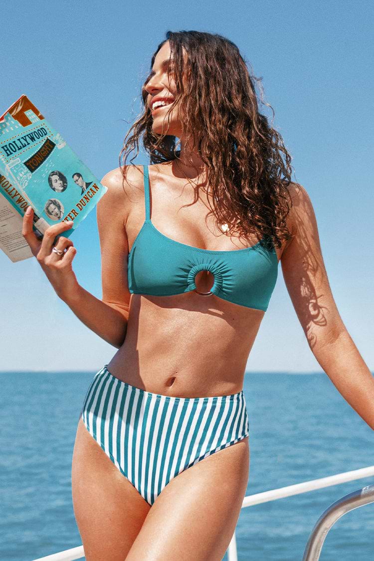 Izabella Striped Bikini Bottom