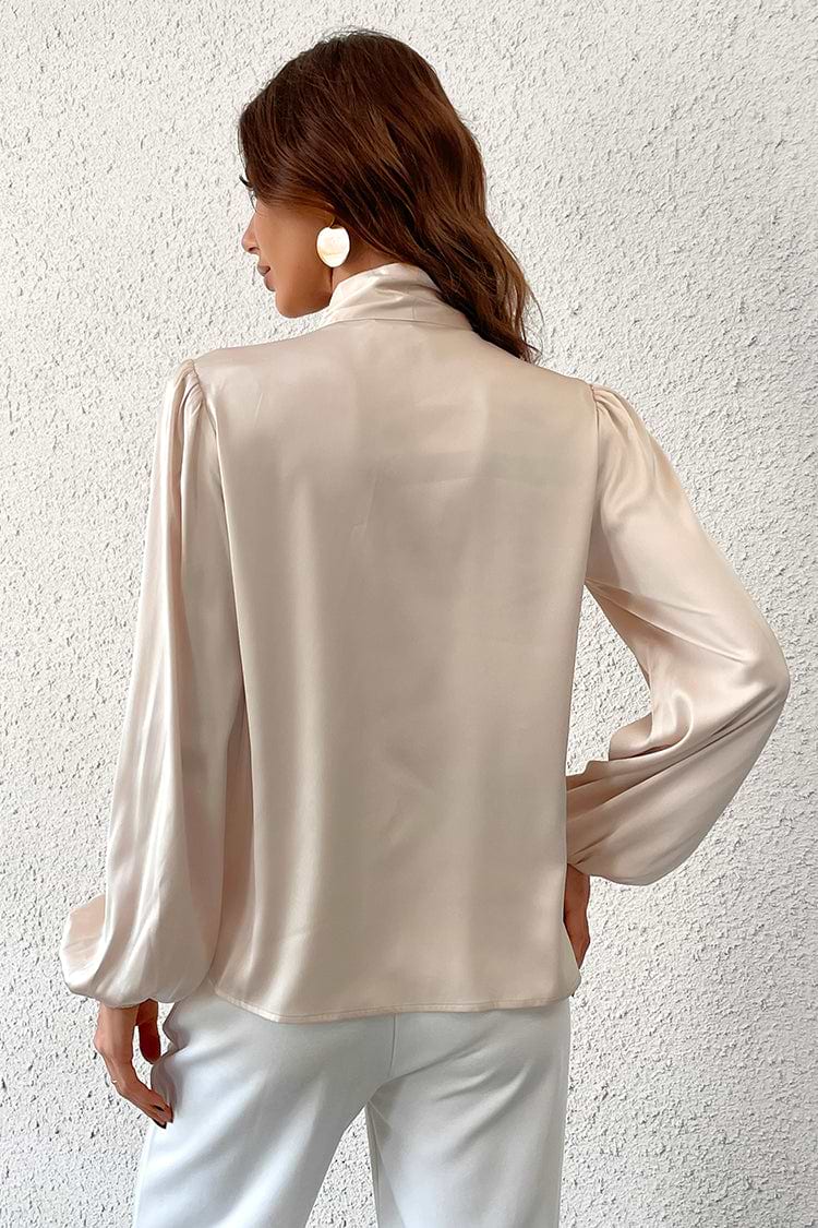Street Walk Pussycat Bow Long Sleeve Satin Blouse