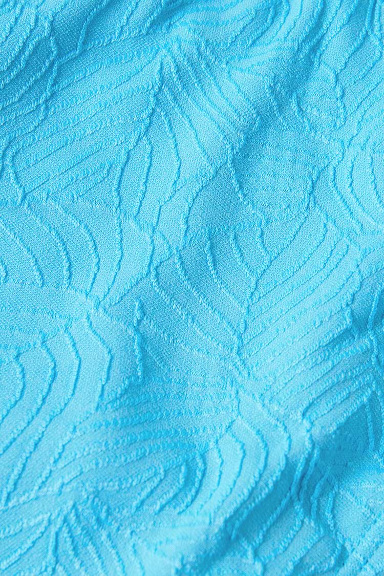 Blue Texture Bunny Tie Bralette & Classic Leg Bikini Swimsuit