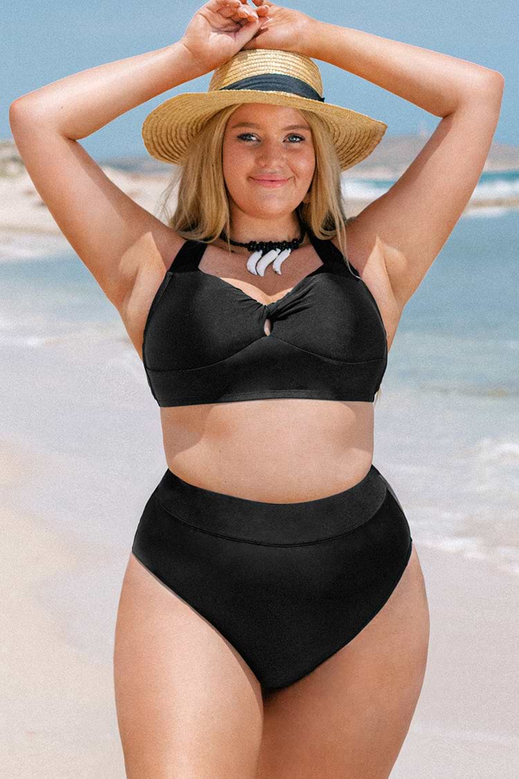 Plus Size Twist Front Midkini
