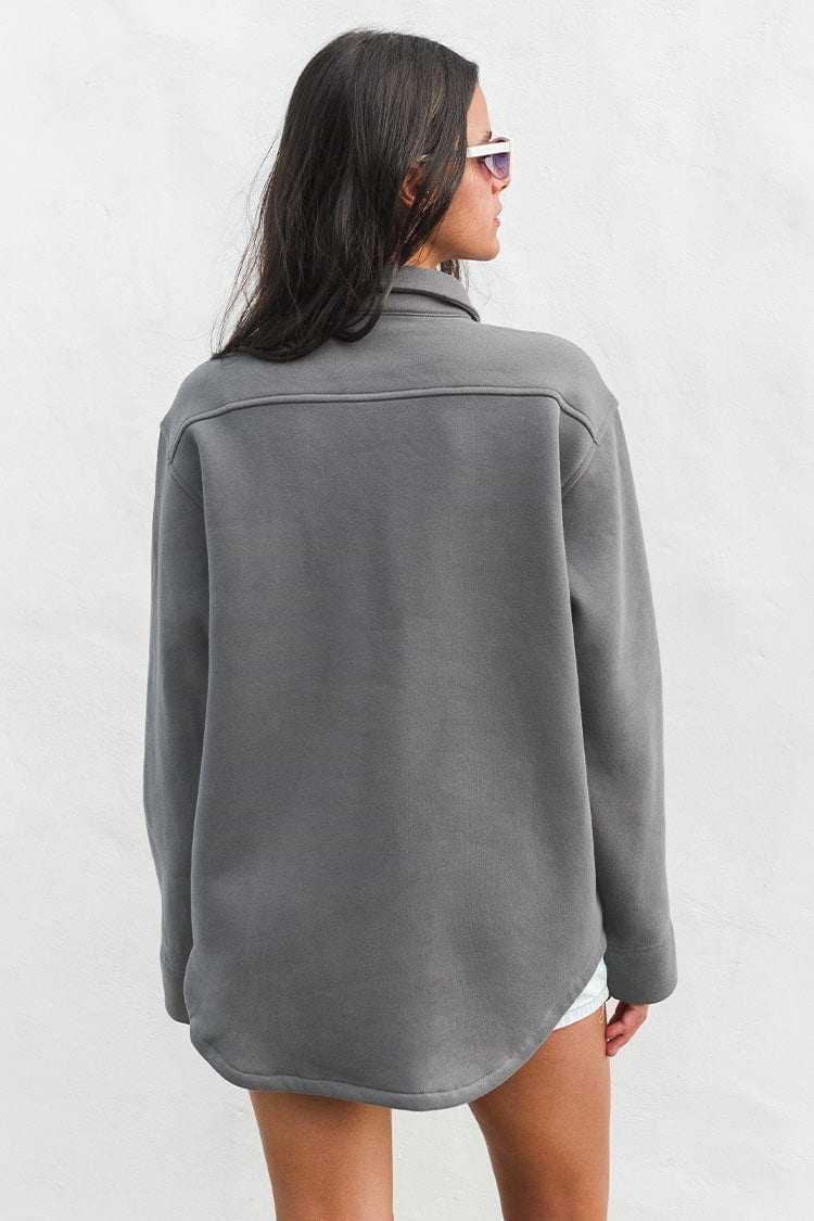 Running Grey Long Sleeve Button-up Shirt