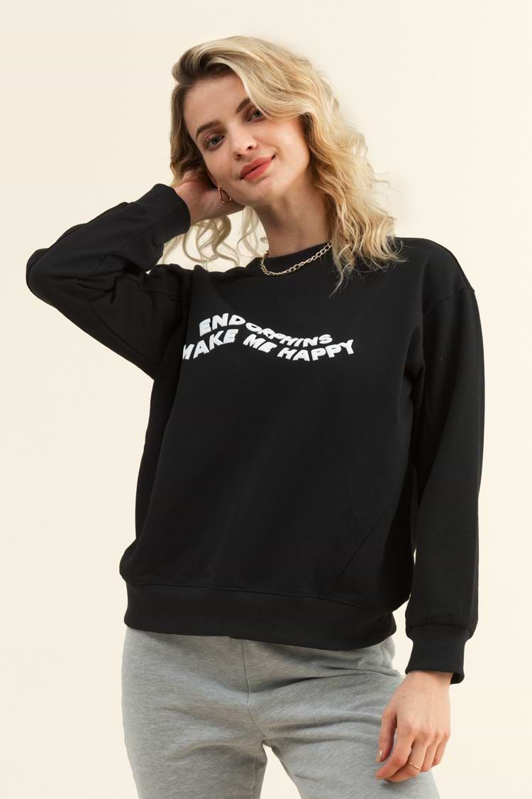 Hibernate Black Crewneck Sweatshirt