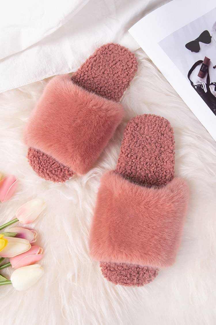 Ravenna Faux Rabbit Fur Slippers