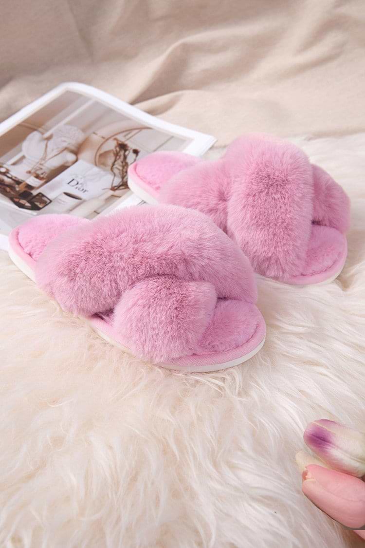 Karter Pink Cross Strap Slippers