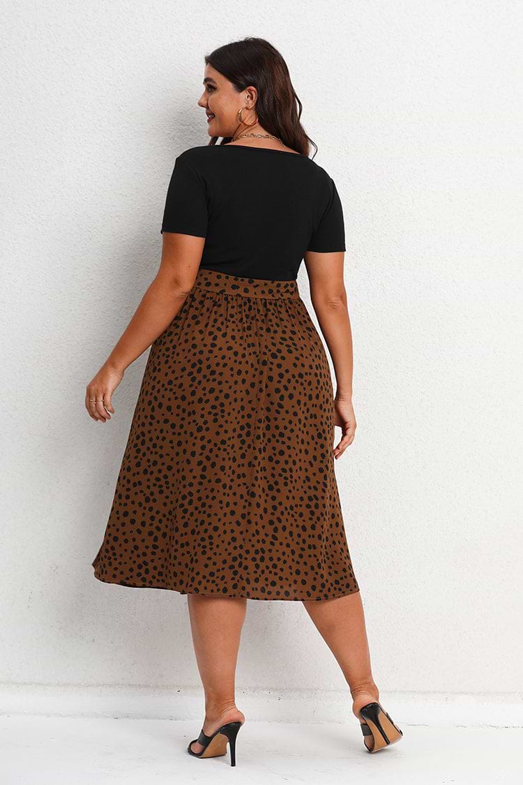 Plus Size At Twilight Belted Speckle Print Dress