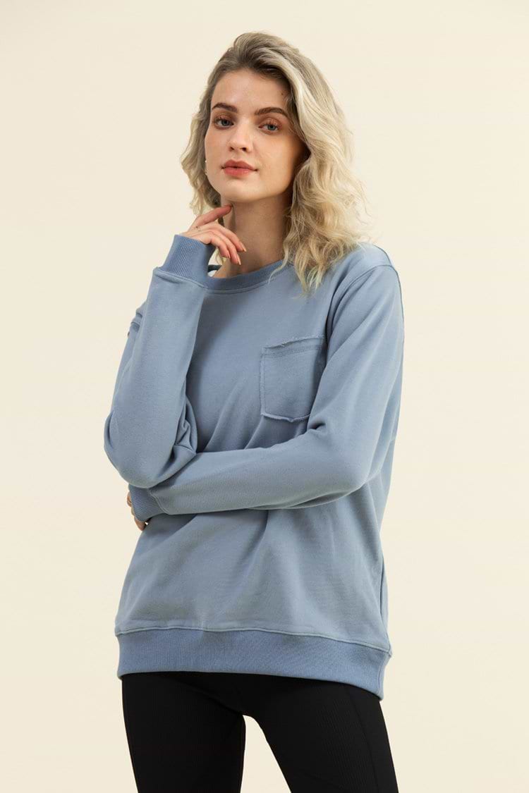 Havana Blue Oversized Pullover Sweatshirt