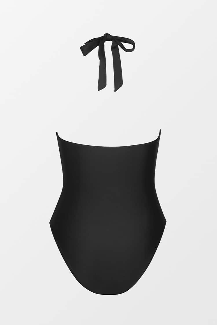 Traje de Baño de Una Pieza con Cinturón y Cuello en V