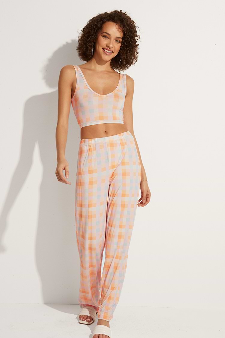 Cpnjunto Gingham Sin mangas Cintura alta