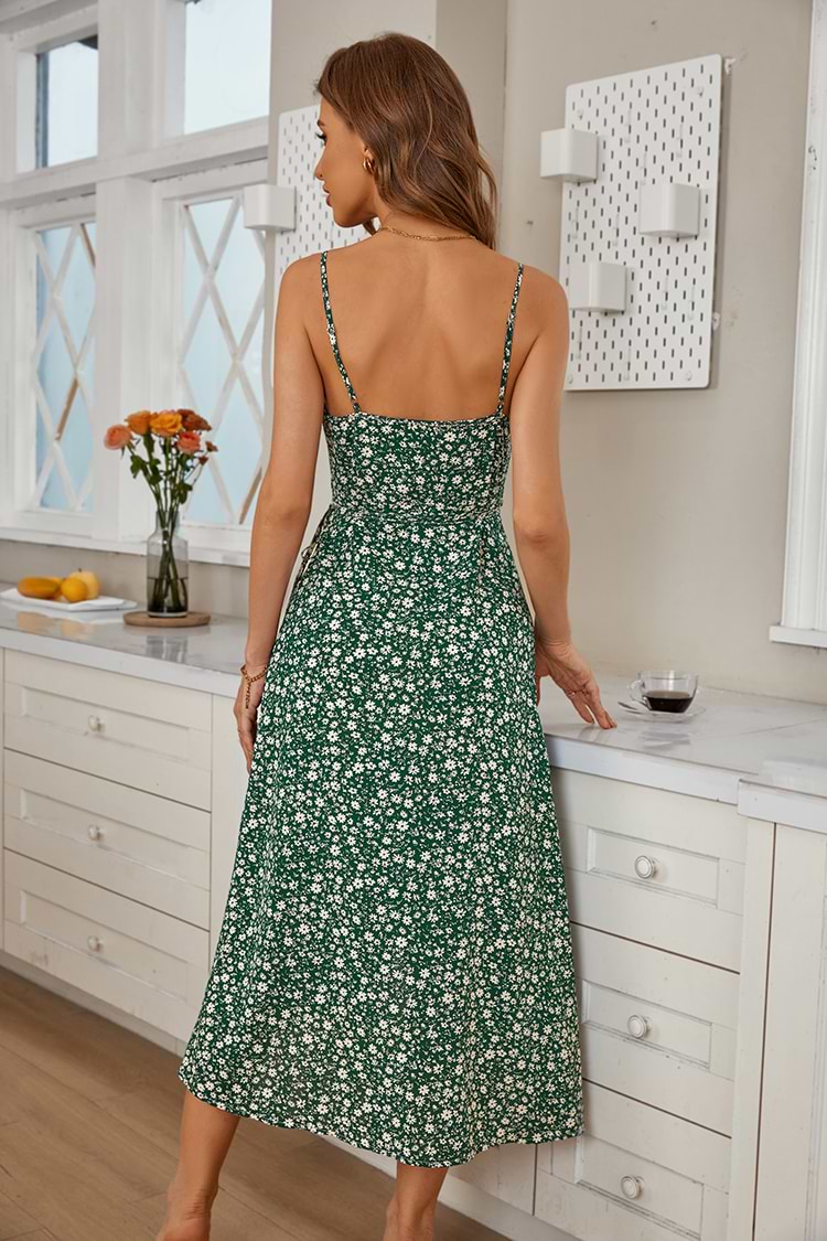 Ditsy Slip Kleid mit Bindung und verstellbaren Trägern