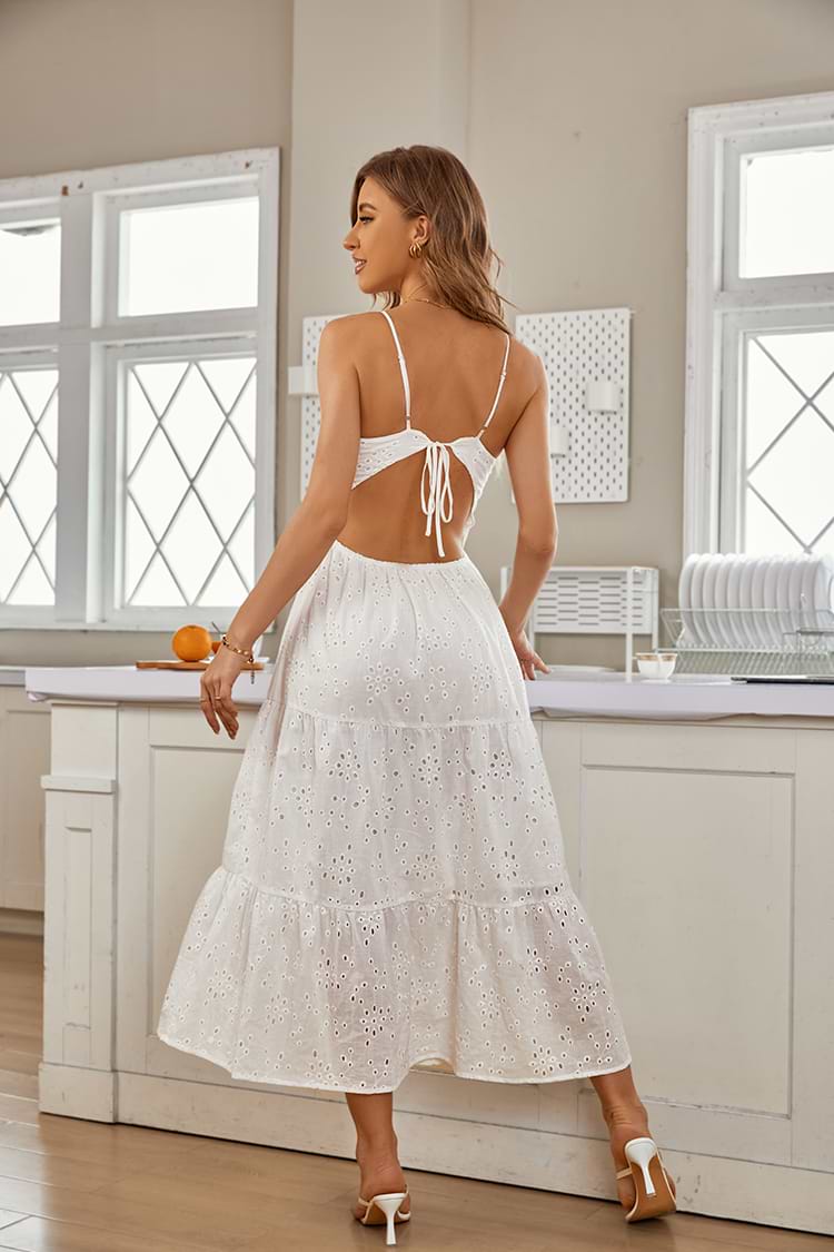 Elegantes Weißes Rückenfreies Slip Kleid