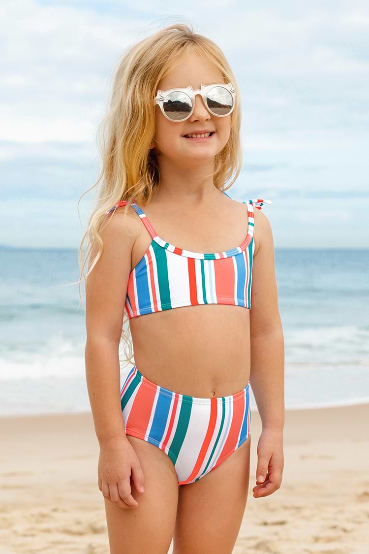 Bralette mit Cami-Trägern & High Waist Bikini Set für Mädchen