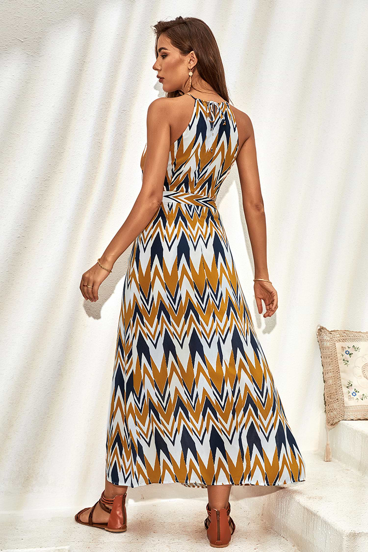 Boho Etuikleid mit Neckholder und dünnen Trägern