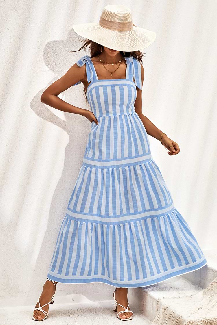 Vestido maxi en forma de A Tirantes anchos Cintura elástica