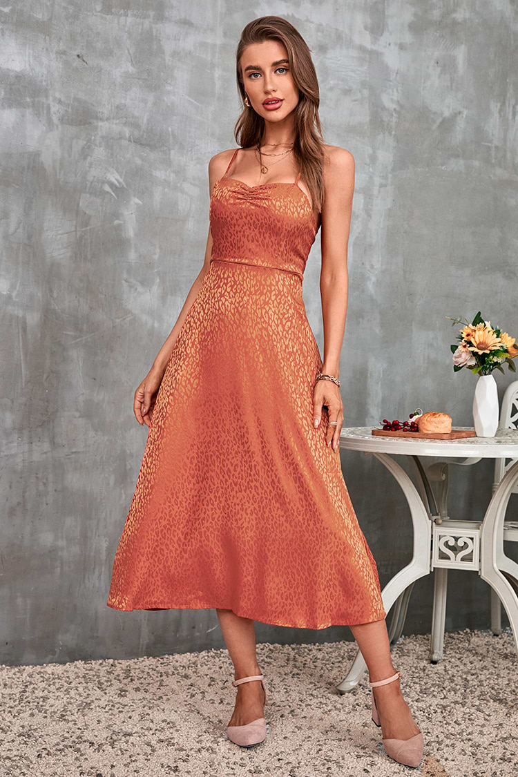 Slip-Kleid mit Leopardmuster und Rüschen