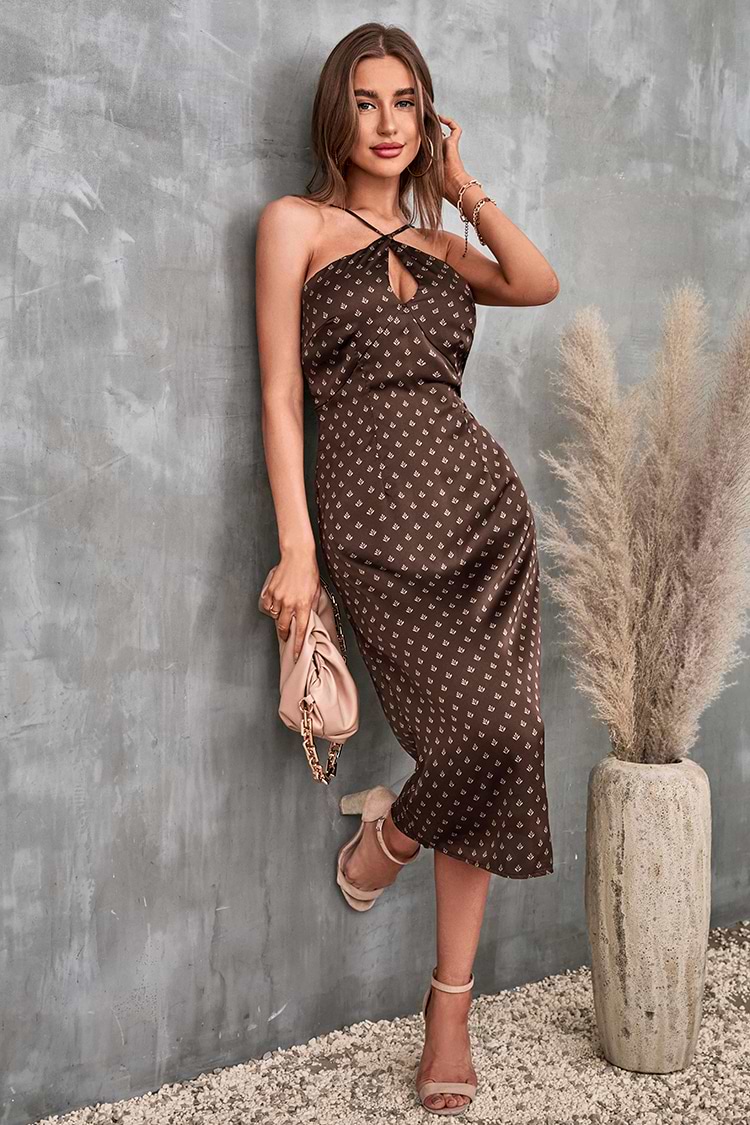 Vestido deslizado con cremallera y recorte