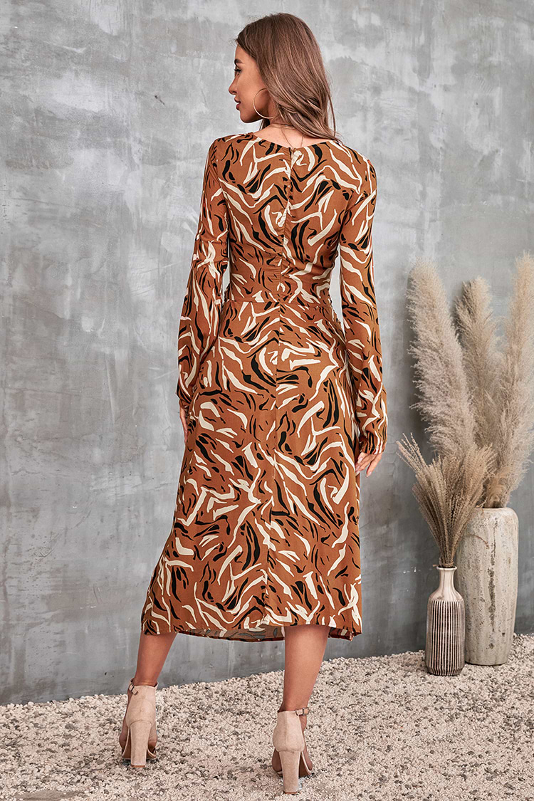 Robe trapèze découpée imprimée géométrique