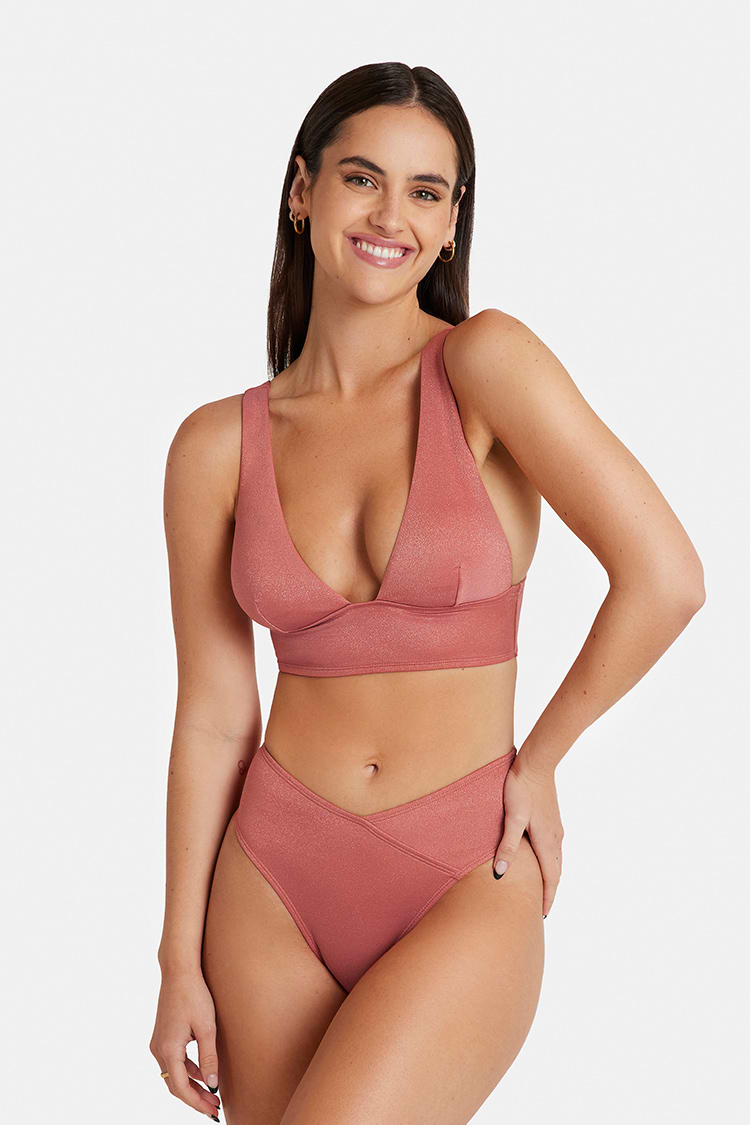 Maillot de bain une pièce avec ceinture à col plongeant