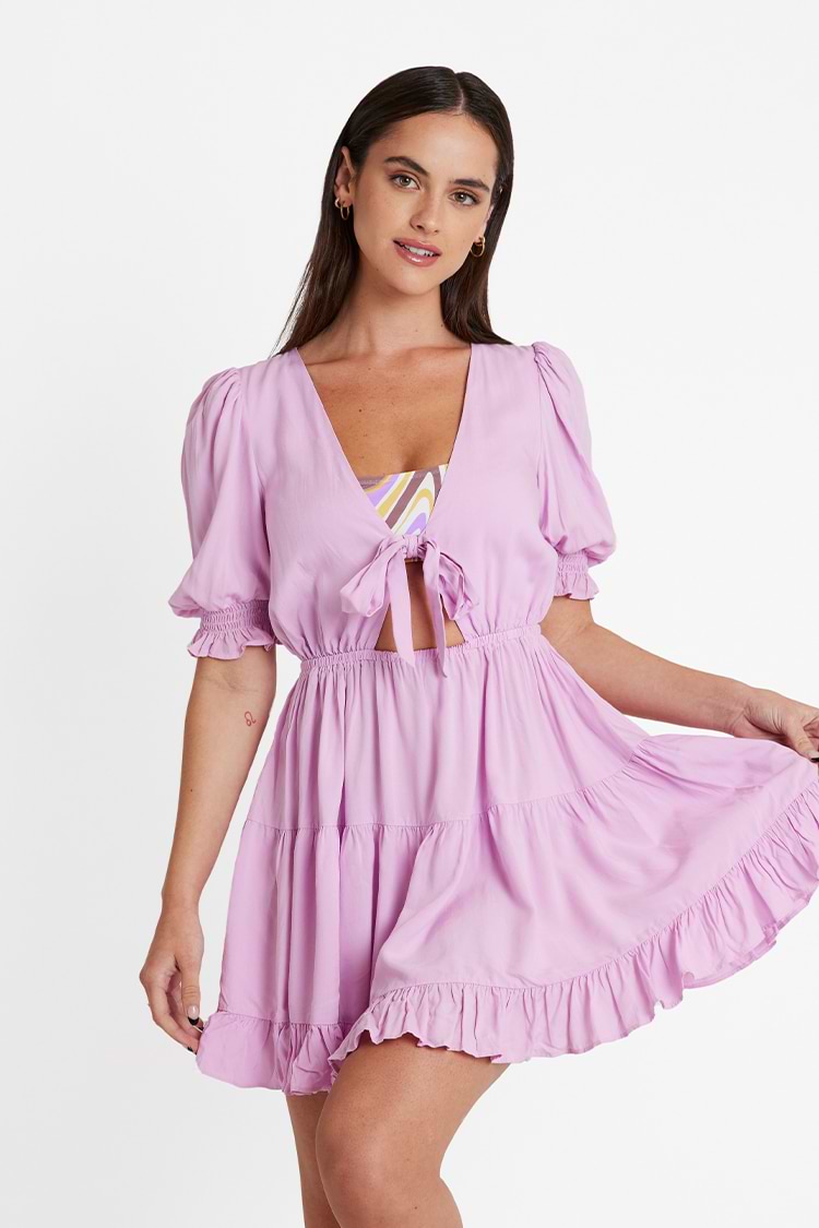 Island Escape Puff Sleeve Mini Dress