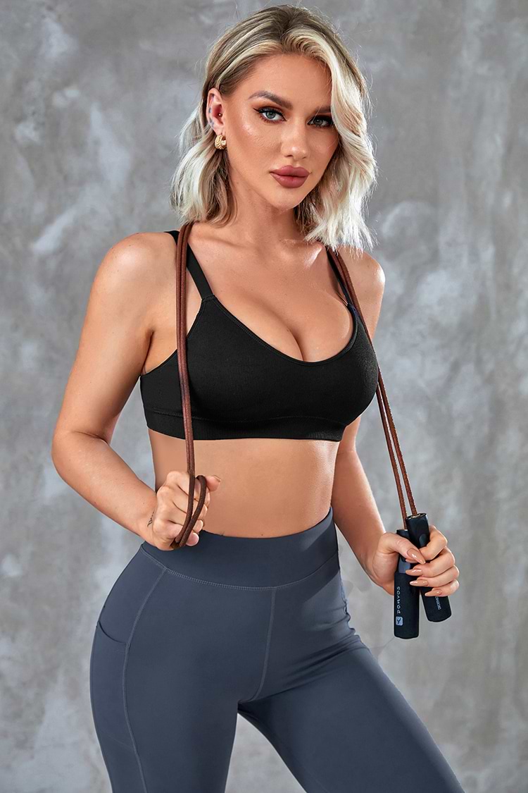 Brassière de sport dos nu à col en U