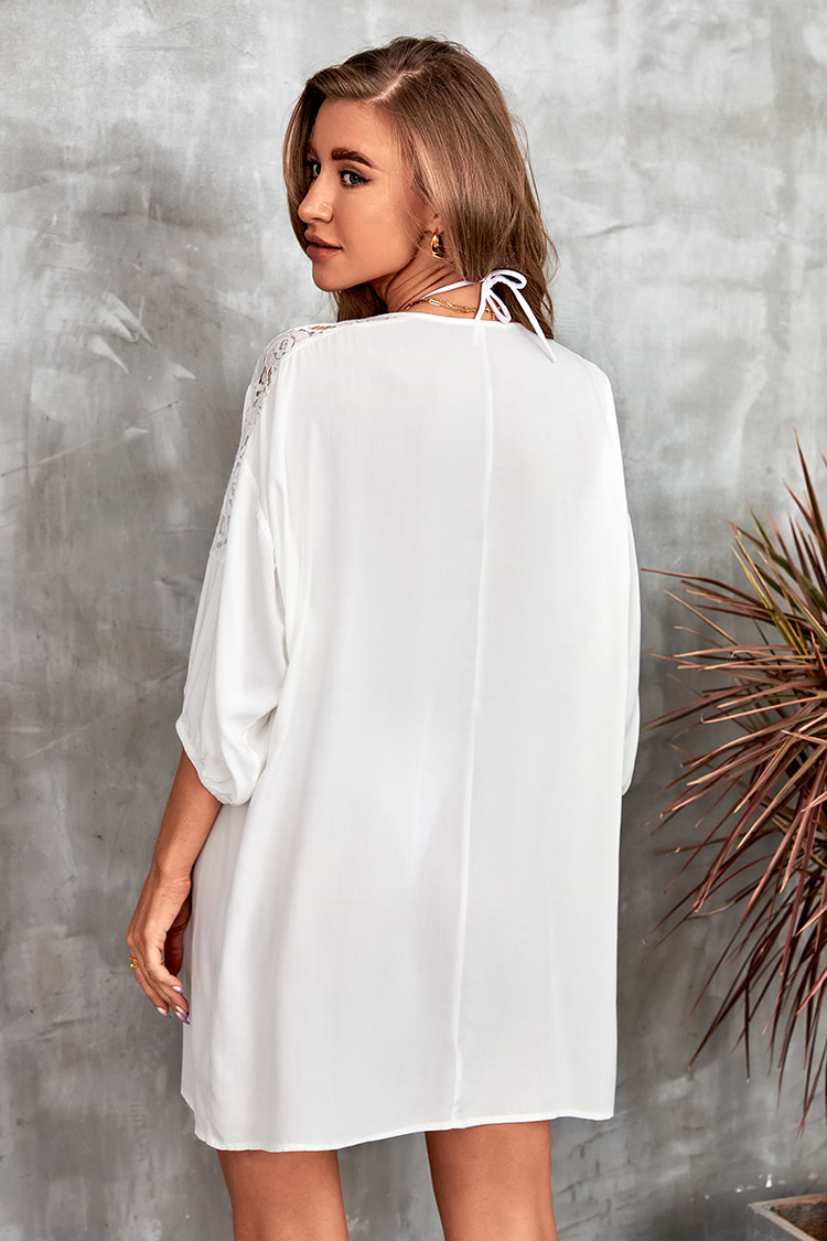 Caftan lâche à la taille pull à col rond