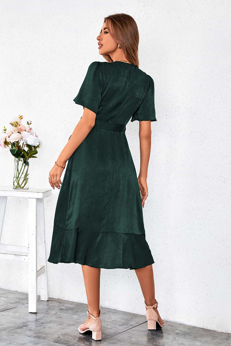 Vestido envolvente con volantes y lace up