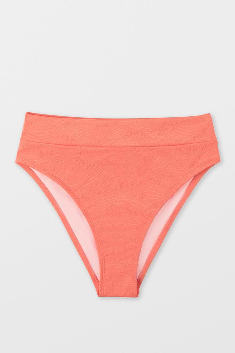 Bas de bikini taille haute à jambe haute cheeky à bandes