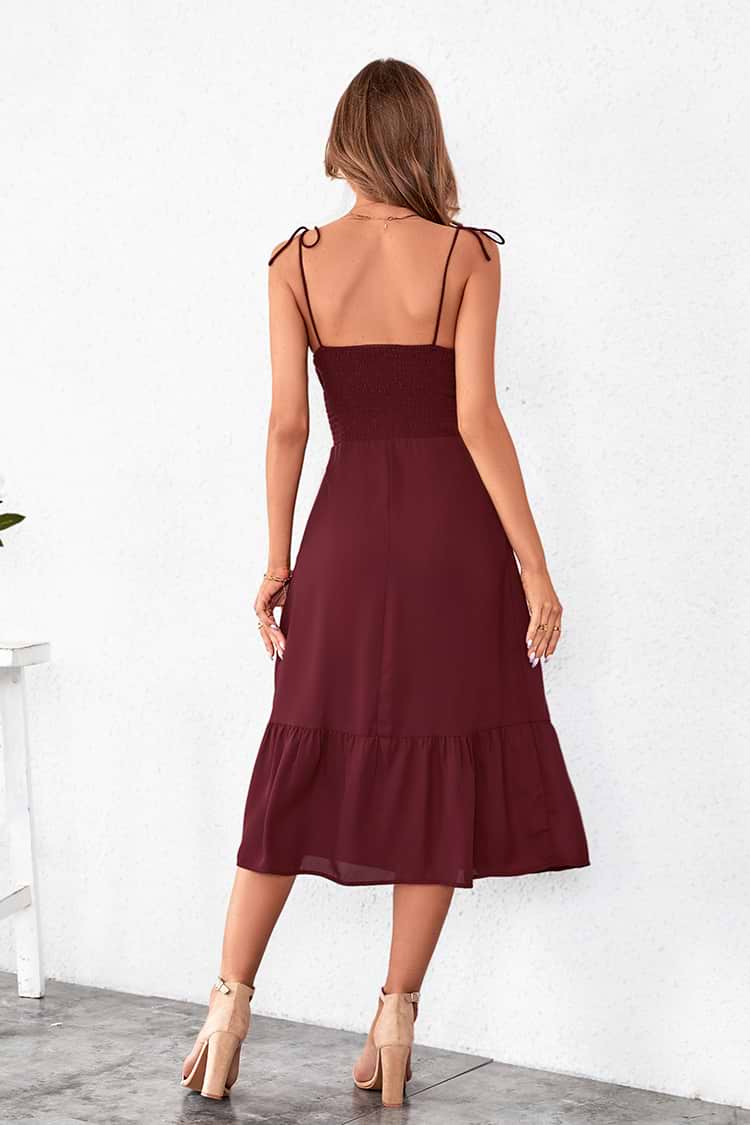 Vestido deslizado Tirantes finos Frunces