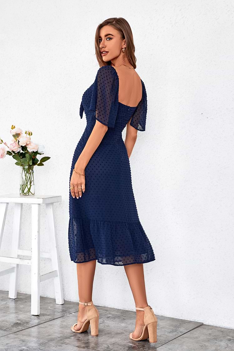 Vestido en forma de A Mangas cortas Polka Dot